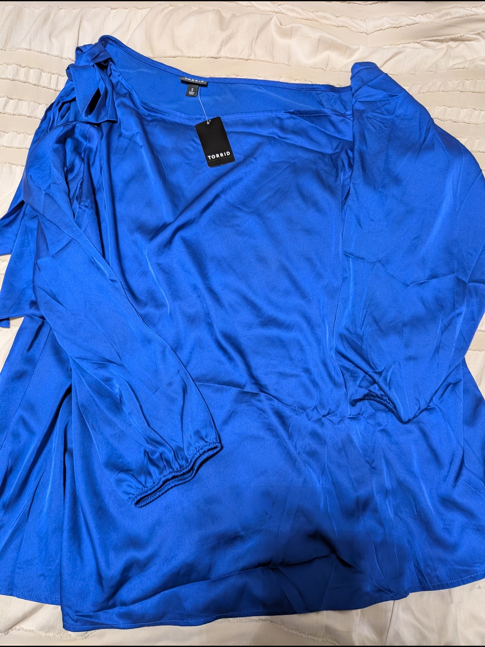 torrid Royal Blue Satin Long Sleeve Blouse